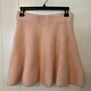 Lovers + Friends A-line Mini Skirt Knit Crochet Fuzzy Light Pink Small